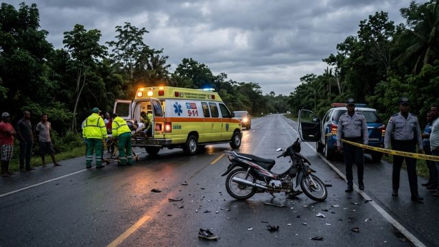 Tragedia en carretera de Samaná: un joven fallece tras choque entre dos motocicletas